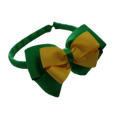 School Woven Double Cherish Bow Headband School Uniform Headband Hair Accessories Pinkberry Kisses Emerald Green Maize Yellow