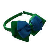 School Woven Double Cherish Bow Headband School Uniform Headband Hair Accessories Pinkberry Kisses Emerald Green Methyl Blue