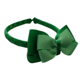 School Woven Double Cherish Bow Headband School Uniform Headband Hair Accessories Pinkberry Kisses Emerald Green Mint Green