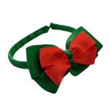 School Woven Double Cherish Bow Headband School Uniform Headband Hair Accessories Pinkberry Kisses Emerald Green Neon Orange