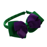 School Woven Double Cherish Bow Headband School Uniform Headband Hair Accessories Pinkberry Kisses Emerald Green Purple