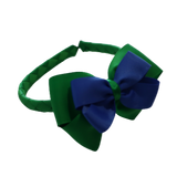 School Woven Double Cherish Bow Headband School Uniform Headband Hair Accessories Pinkberry Kisses Emerald Green Royal Blue