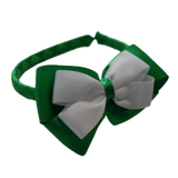 School Woven Double Cherish Bow Headband School Uniform Headband Hair Accessories Pinkberry Kisses Emerald Green White