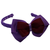School Woven Double Cherish Bow Headband School Uniform Headband Hair Accessories Pinkberry Kisses Grape Burgundy 