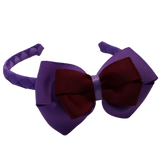 School Woven Double Cherish Bow Headband School Uniform Headband Hair Accessories Pinkberry Kisses Grape Burgundy