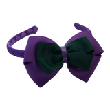 School Woven Double Cherish Bow Headband School Uniform Headband Hair Accessories Pinkberry Kisses Grape Hunter Green