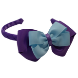 School Woven Double Cherish Bow Headband School Uniform Headband Hair Accessories Pinkberry Kisses Grape Light Blue
