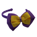 School Woven Double Cherish Bow Headband School Uniform Headband Hair Accessories Pinkberry Kisses Grape Mazie Yellow