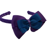 School Woven Double Cherish Bow Headband School Uniform Headband Hair Accessories Pinkberry Kisses Grape Methyl Blue