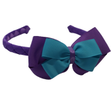 School Woven Double Cherish Bow Headband School Uniform Headband Hair Accessories Pinkberry Kisses Grape Misty Turquoise 