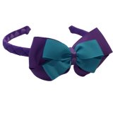 School Woven Double Cherish Bow Headband School Uniform Headband Hair Accessories Pinkberry Kisses Grape Misty Turquoise