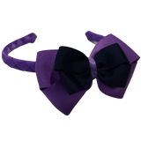 School Woven Double Cherish Bow Headband School Uniform Headband Hair Accessories Pinkberry Kisses Grape Navy Blue