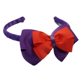 School Woven Double Cherish Bow Headband School Uniform Headband Hair Accessories Pinkberry Kisses Grape Neon Orange 