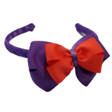School Woven Double Cherish Bow Headband School Uniform Headband Hair Accessories Pinkberry Kisses Grape Neon Orange