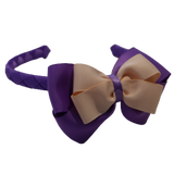 School Woven Double Cherish Bow Headband School Uniform Headband Hair Accessories Pinkberry Kisses Grape Peach