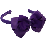 School Woven Double Cherish Bow Headband School Uniform Headband Hair Accessories Pinkberry Kisses Grape Purple