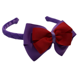 School Woven Double Cherish Bow Headband School Uniform Headband Hair Accessories Pinkberry Kisses Grape Red