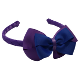 School Woven Double Cherish Bow Headband School Uniform Headband Hair Accessories Pinkberry Kisses Grape Royal Blue