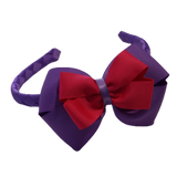 School Woven Double Cherish Bow Headband School Uniform Headband Hair Accessories Pinkberry Kisses Grape Shocking Pink