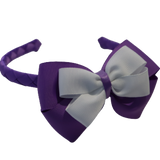 School Woven Double Cherish Bow Headband School Uniform Headband Hair Accessories Pinkberry Kisses Grape White 