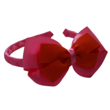 School Woven Double Cherish Bow Headband School Uniform Headband Hair Accessories Pinkberry Kisses Hot Pink Autumn orange 
