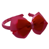 School Woven Double Cherish Bow Headband School Uniform Headband Hair Accessories Pinkberry Kisses Hot Pink Autumn orange