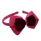 School Woven Double Cherish Bow Headband School Uniform Headband Hair Accessories Pinkberry Kisses Hot Pink Burgundy 