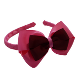 School Woven Double Cherish Bow Headband School Uniform Headband Hair Accessories Pinkberry Kisses Hot Pink Burgundy