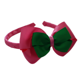 School Woven Double Cherish Bow Headband School Uniform Headband Hair Accessories Pinkberry Kisses Hot Pink Emerald Green