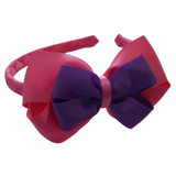 School Woven Double Cherish Bow Headband School Uniform Headband Hair Accessories Pinkberry Kisses Hot Pink Grape