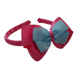 School Woven Double Cherish Bow Headband School Uniform Headband Hair Accessories Pinkberry Kisses Hot Pink Light Blue