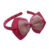 School Woven Double Cherish Bow Headband School Uniform Headband Hair Accessories Pinkberry Kisses Hot Pink Light Pink