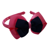 School Woven Double Cherish Bow Headband School Uniform Headband Hair Accessories Pinkberry Kisses Hot Pink Navy Blue 