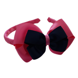 School Woven Double Cherish Bow Headband School Uniform Headband Hair Accessories Pinkberry Kisses Hot Pink Navy Blue