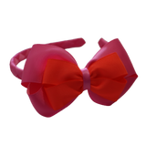 School Woven Double Cherish Bow Headband School Uniform Headband Hair Accessories Pinkberry Kisses Hot Pink Neon Orange