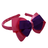 School Woven Double Cherish Bow Headband School Uniform Headband Hair Accessories Pinkberry Kisses Hot Pink Purple