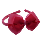 School Woven Double Cherish Bow Headband School Uniform Headband Hair Accessories Pinkberry Kisses Hot Pink Shocking pink