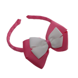 School Woven Double Cherish Bow Headband School Uniform Headband Hair Accessories Pinkberry Kisses Hot Pink White