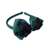 School Woven Double Cherish Bow Headband School Uniform Headband Hair Accessories Pinkberry Kisses Hunter Green Black