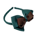 School Woven Double Cherish Bow Headband School Uniform Headband Hair Accessories Pinkberry Kisses Hunter Green Brown