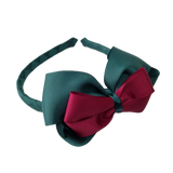 School Woven Double Cherish Bow Headband School Uniform Headband Hair Accessories Pinkberry Kisses Hunter Green Burgundy