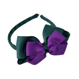School Woven Double Cherish Bow Headband School Uniform Headband Hair Accessories Pinkberry Kisses Hunter Green Purple