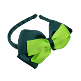 School Woven Double Cherish Bow Headband School Uniform Headband Hair Accessories Pinkberry Kisses Hunter Green Key Lime