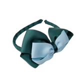 School Woven Double Cherish Bow Headband School Uniform Headband Hair Accessories Pinkberry Kisses Hunter Green Light Blue