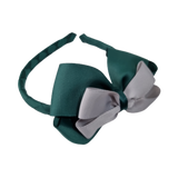 School Woven Double Cherish Bow Headband School Uniform Headband Hair Accessories Pinkberry Kisses Hunter Green Light Silver Grey