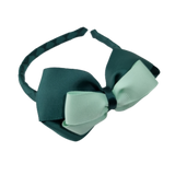 School Woven Double Cherish Bow Headband School Uniform Headband Hair Accessories Pinkberry Kisses Hunter Green Light Pastel Green