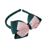 School Woven Double Cherish Bow Headband School Uniform Headband Hair Accessories Pinkberry Kisses Hunter Green Light Pink