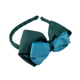 School Woven Double Cherish Bow Headband School Uniform Headband Hair Accessories Pinkberry Kisses Hunter Green Misty Turquoise