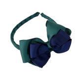 School Woven Double Cherish Bow Headband School Uniform Headband Hair Accessories Pinkberry Kisses Hunter Green Navy Blue