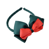 School Woven Double Cherish Bow Headband School Uniform Headband Hair Accessories Pinkberry Kisses Hunter Green Neon Orange
